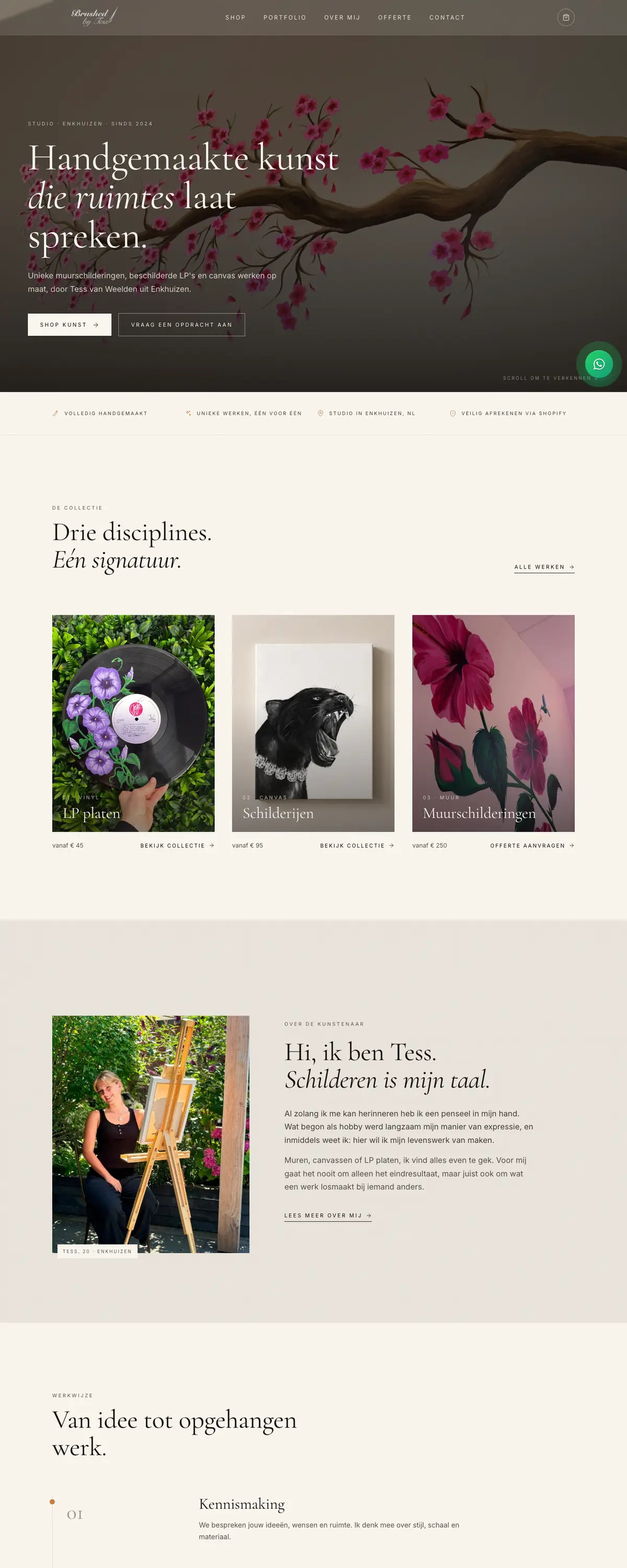 De webshop van Brushed by Tess op desktop