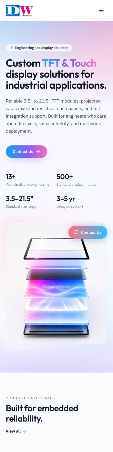 De homepage van digiwise.asia op een telefoon