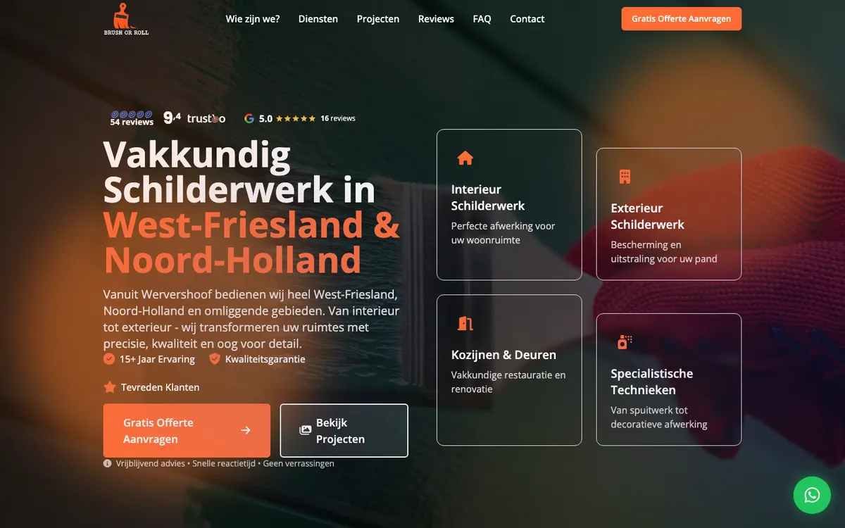 De held van de website van Brush or Roll